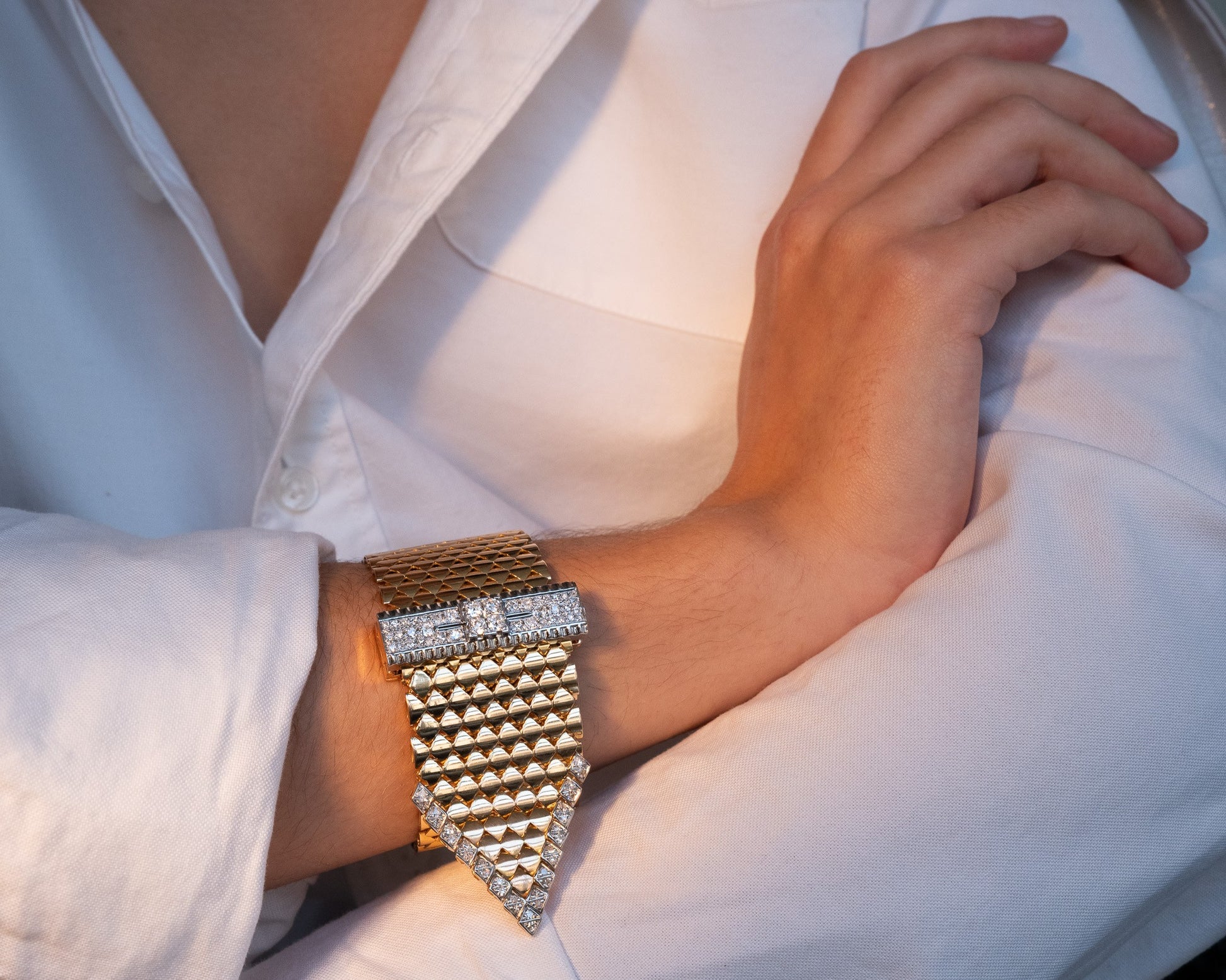 Vintage 18ct Gold Buckle Bracelet with Diamonds