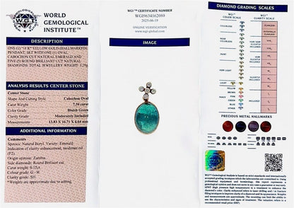 Vintage 7.30ct Zambian Emerald and Diamond Pendant