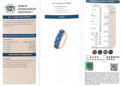 Victorian Antique 3.70ct Oval Sapphire Five Stone Ring in 15ct Gold