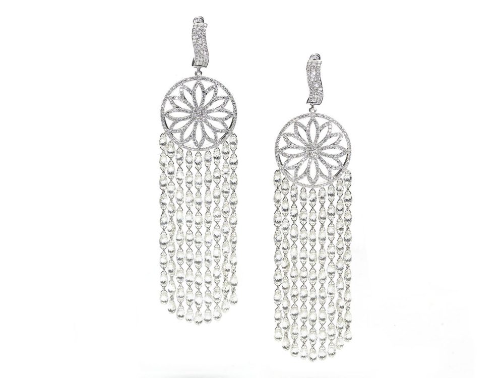 Decadent Pair of Briolette Diamond Tassel Earrings, 49.92 carats