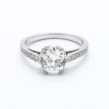 Antique diamond engagement ring cushion cut diamond 1.50 carats