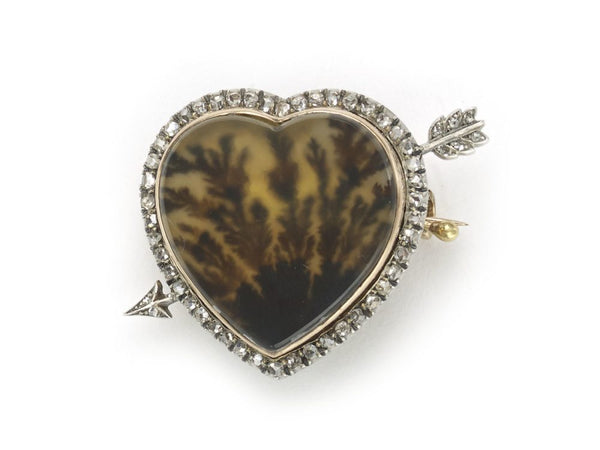 Antique Victorian Faberge Moss Agate Brooch