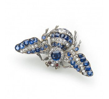 Antique Victorian Sapphire and Diamond Bee Brooch
