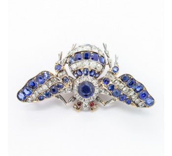 Antique Victorian Sapphire and Diamond Bee Brooch