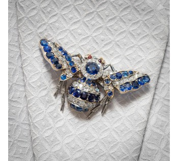 Antique Victorian Sapphire and Diamond Bee Brooch