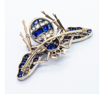 Antique Victorian Sapphire and Diamond Bee Brooch