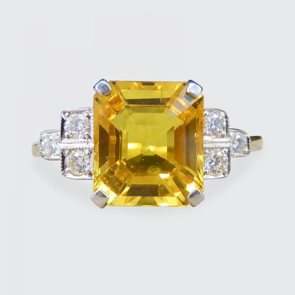 Yellow Sapphire 2.60cts and Diamond Ring
