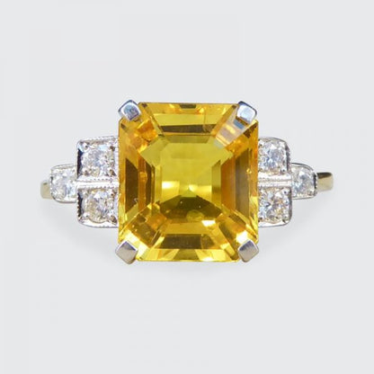 Yellow Sapphire 2.60cts and Diamond Ring
