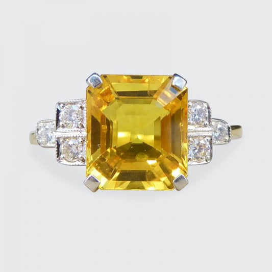 Yellow Sapphire 2.60cts and Diamond Ring