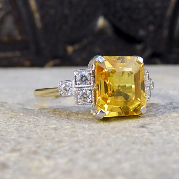 Yellow Sapphire 2.60cts and Diamond Ring