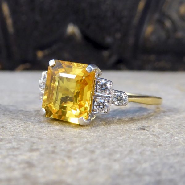 Yellow Sapphire 2.60cts and Diamond Ring