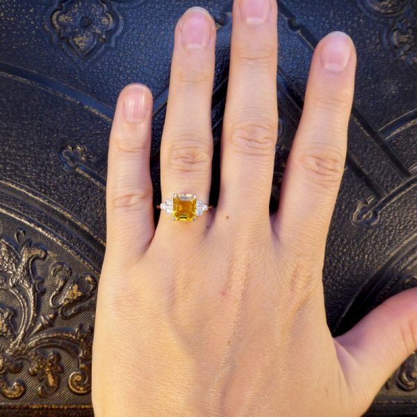 Yellow Sapphire 2.60cts and Diamond Ring