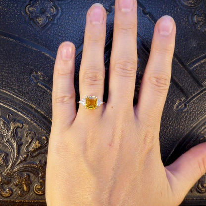 Yellow Sapphire 2.60cts and Diamond Ring