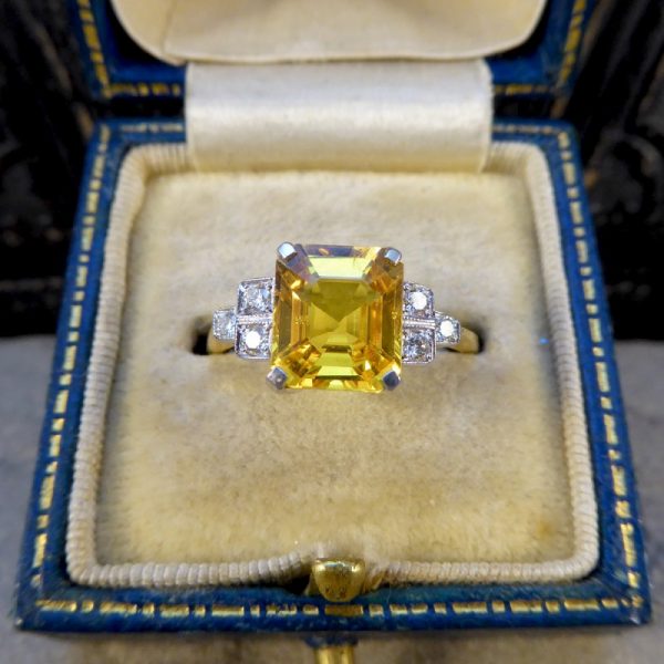 Yellow Sapphire 2.60cts and Diamond Ring