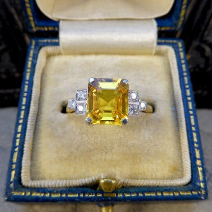 Yellow Sapphire 2.60cts and Diamond Ring