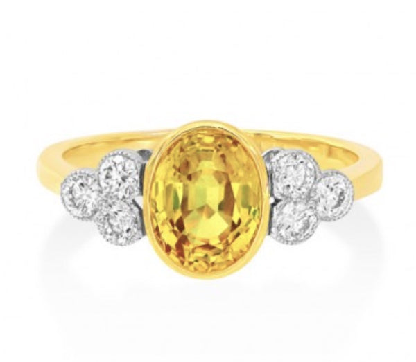 Yellow Sapphire and Diamond Engagement Ring, 1.82 carats