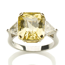 Yellow Sapphire and Diamond Ring