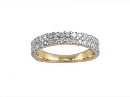 Yellow and White 18ct Gold Diamond Half Eternity Band Ring, 0.79cts