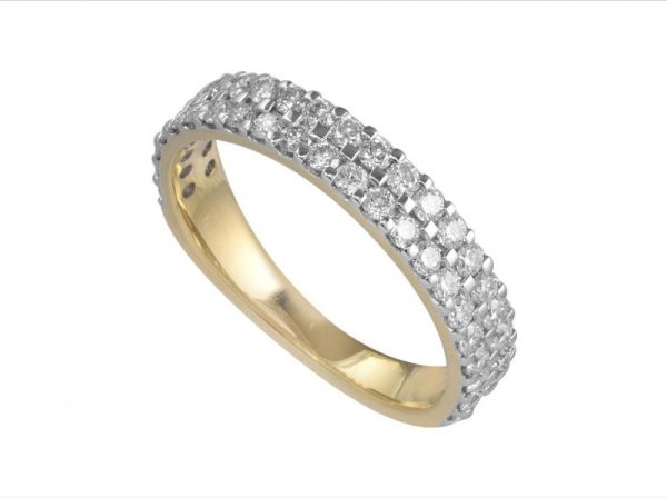 Yellow and White 18ct Gold Diamond Half Eternity Band Ring, 0.79cts