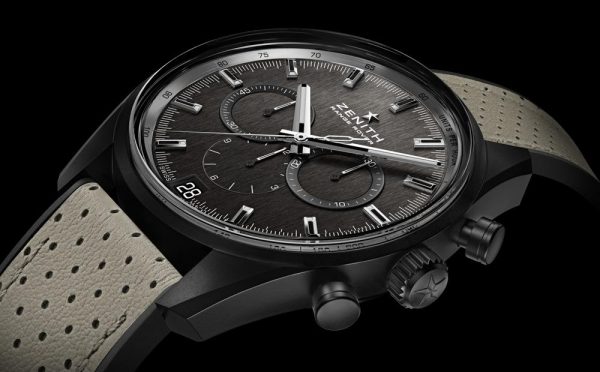 Zenith Range Rover Special Edition Automatic Chronograph Watch, model 24 2040 400 27 R797, 42mm ceramic aluminium case with grey dial, El Primero column-wheel chronograph with date indication at 6 o'clock, Special oscillating weight with Zenith and Range Rover logo, on a black rubber strap with ivory tone perforated calfskin. Brand New with box, papers and two year manufacturer warranty