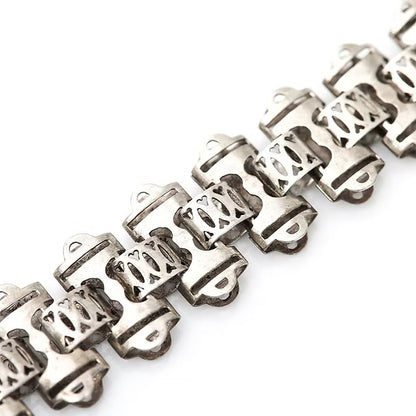 Antique Victorian Silver Engraved Flat Link Collar Necklace Circa 1880