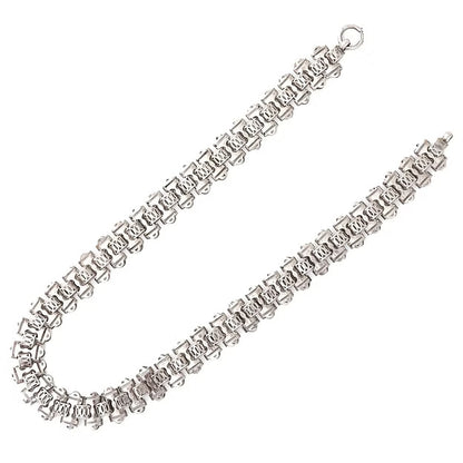 Antique Victorian Silver Engraved Flat Link Collar Necklace Circa 1880