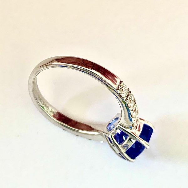 Fine 3.07ct Tanzanite and Diamond Engagement Ring, 18ct White Gold