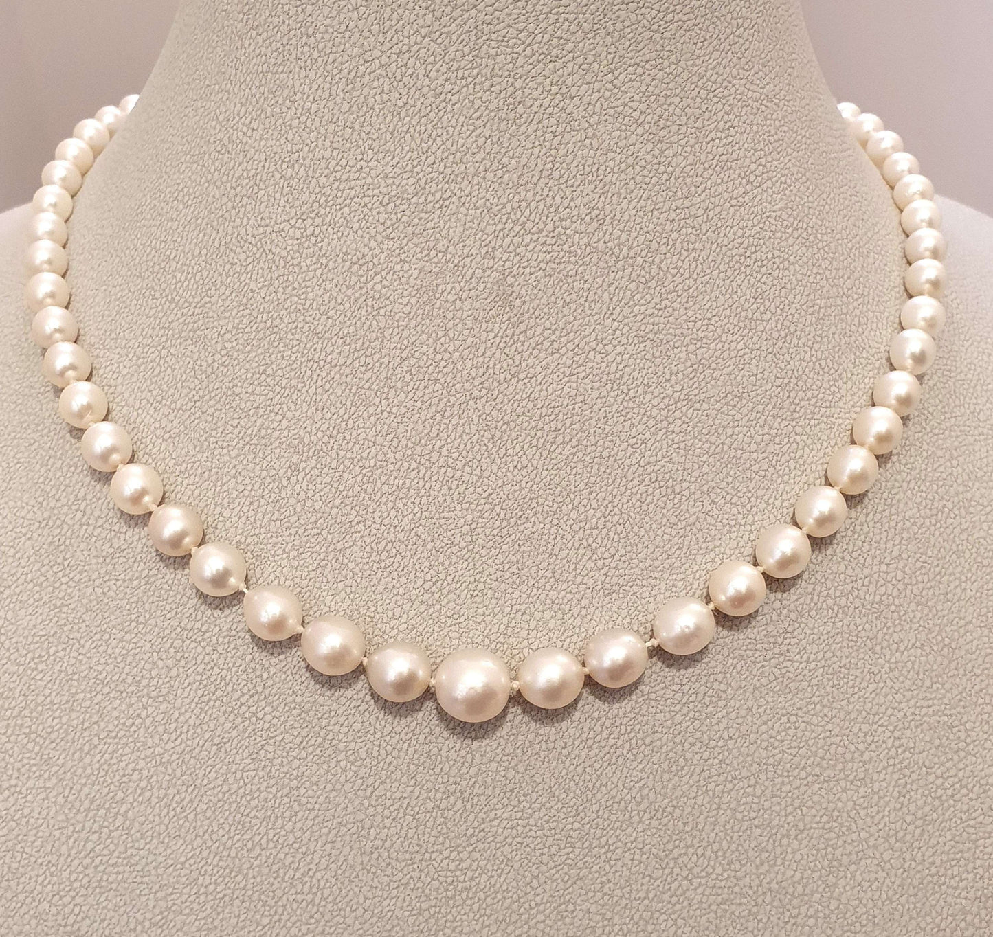 Art Deco Akoya Pearl Necklace with Diamond Clasp