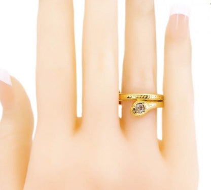 Antique Gold and Old Cut Diamond Snake Ring