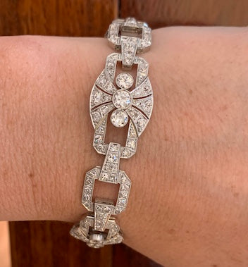 Art Deco Platinum Diamond Plaque Bracelet 9.60cts