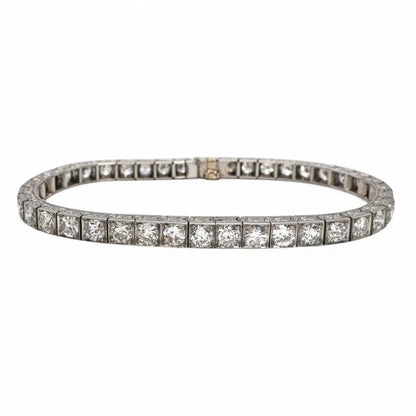 Antique Vintage Art Deco 10ct Diamond Line Bracelet in Platinum