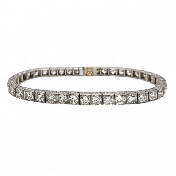 Antique Vintage Art Deco 10ct Diamond Line Bracelet in Platinum