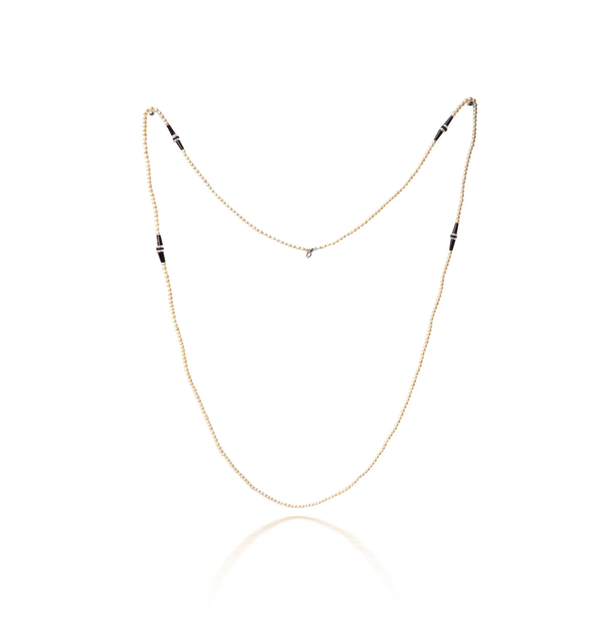 Art Deco Natural Seed Pearl, Onyx And Rock Crystal Necklace