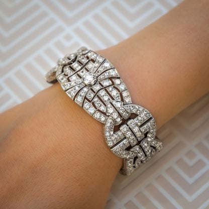 Art Deco Diamond Panel Platinum Bracelet