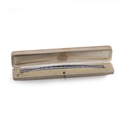 Art Deco Platinum Calibre-Cut Sapphire And Diamond Bracelet