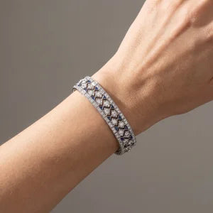 Art Deco 8.28ct Diamond and Sapphire Bracelet in Platinum