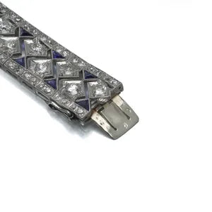 Art Deco 8.28ct Diamond and Sapphire Bracelet in Platinum