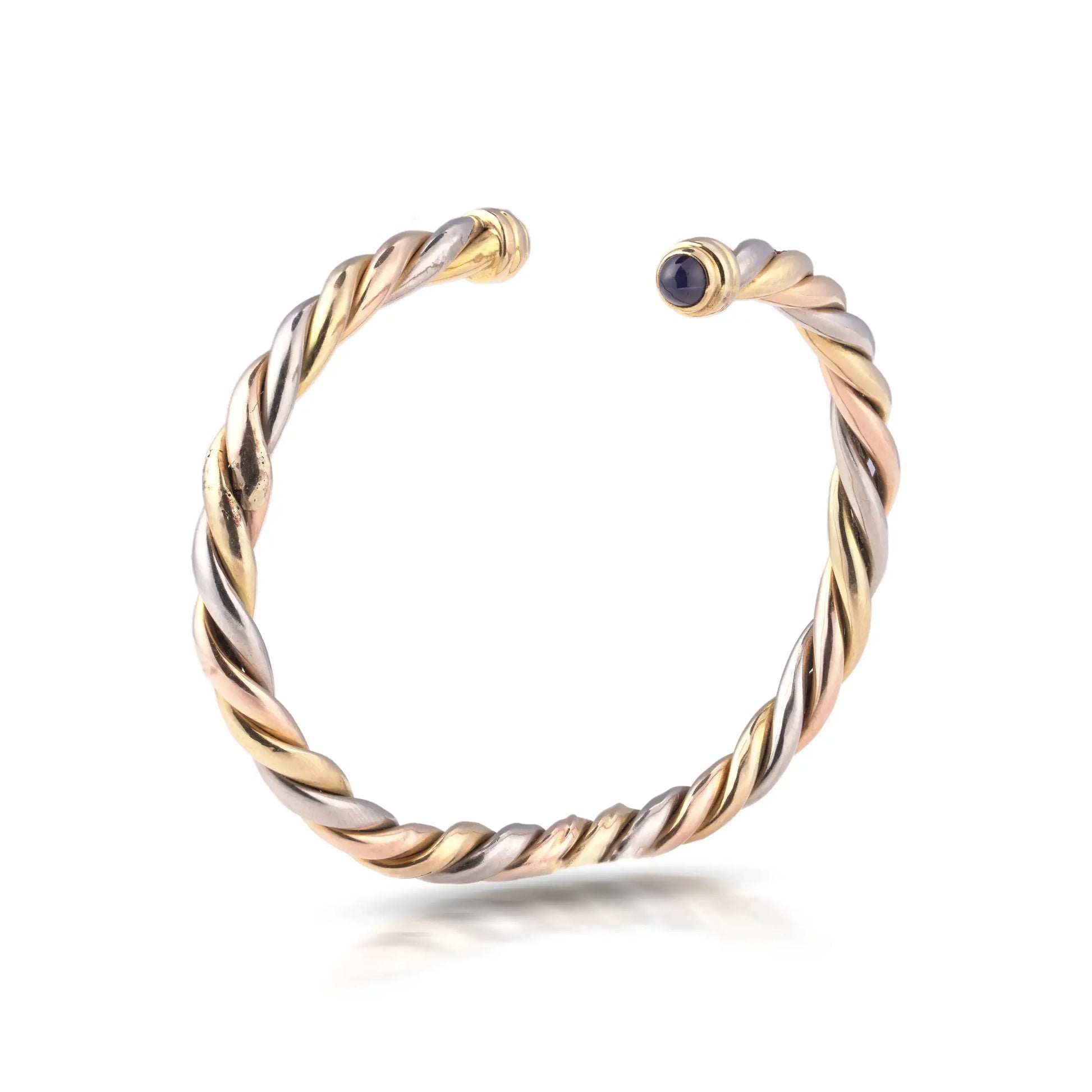 Cartier Trinity 18KT Gold Bangle with Cabochon Sapphires, Circa 1970s
