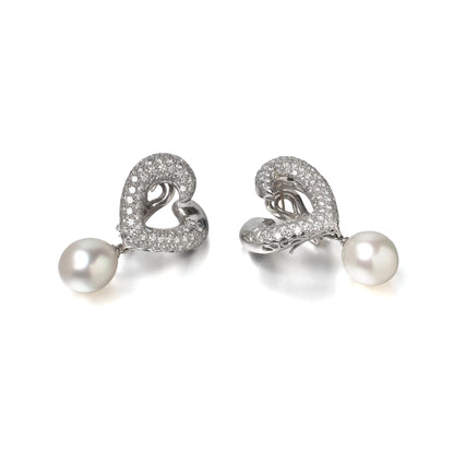 Asprey 18 Carat White Gold South Sea Pearl and Diamond Day and Night Earrings