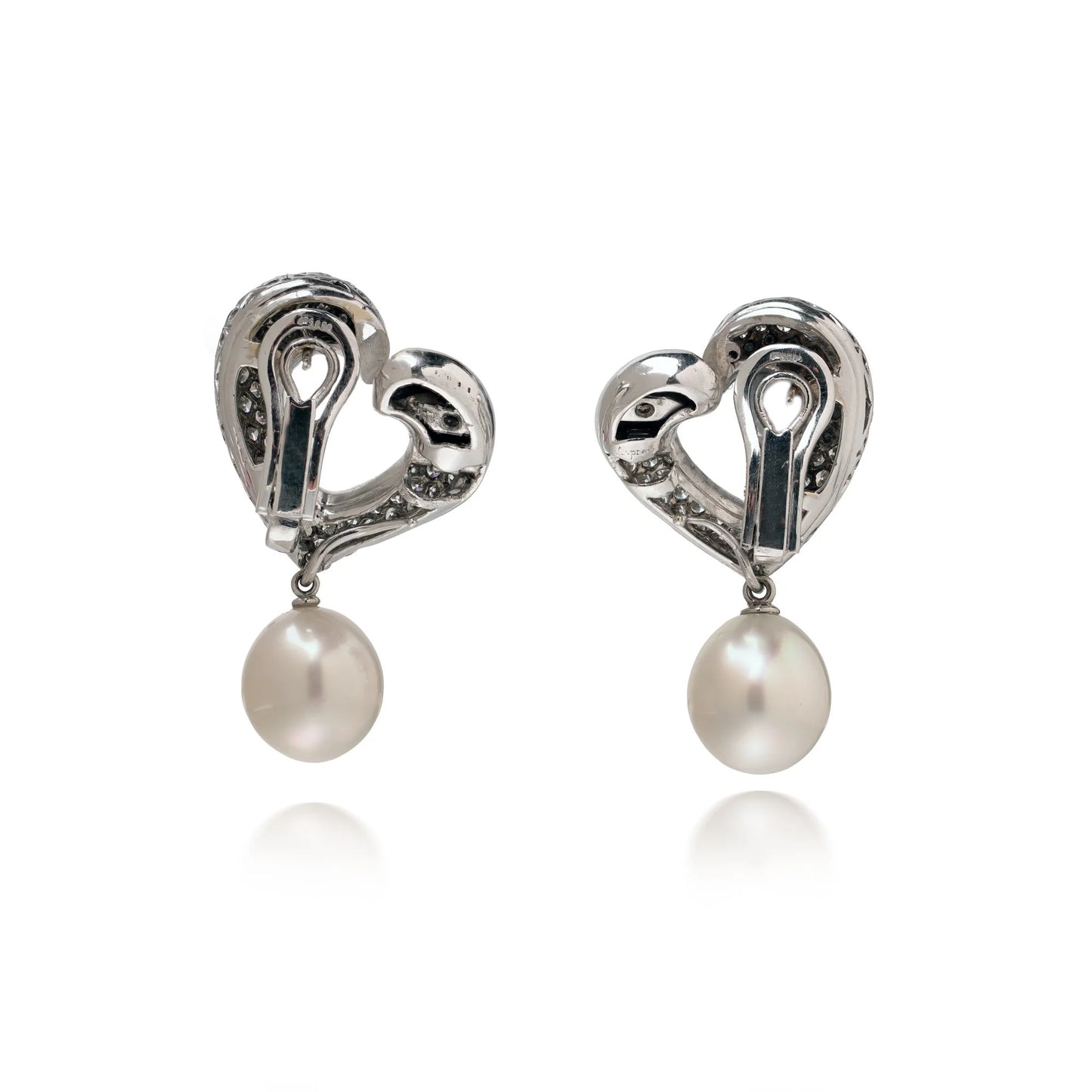 Asprey 18 Carat White Gold South Sea Pearl and Diamond Day and Night Earrings