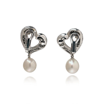 Asprey 18 Carat White Gold South Sea Pearl and Diamond Day and Night Earrings