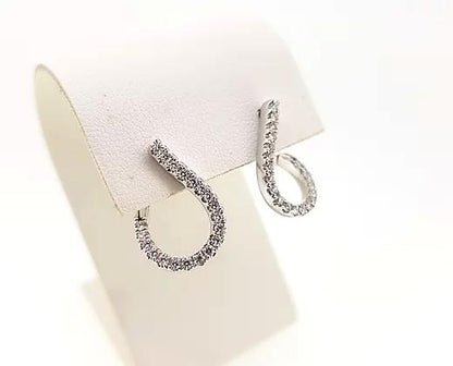 Diamond Asymmetric Hoop Earrings in 18ct White Gold