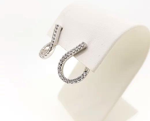 Diamond Asymmetric Hoop Earrings in 18ct White Gold