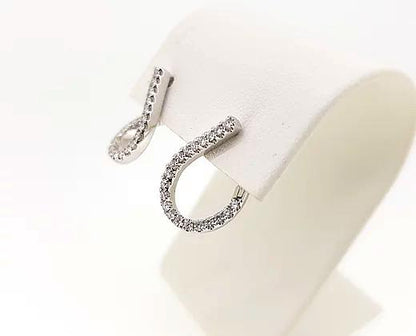 Diamond Asymmetric Hoop Earrings in 18ct White Gold
