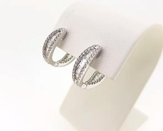 Baguette Diamond Hoop Earrings, 1.25 carat total, set in 18ct White Gold