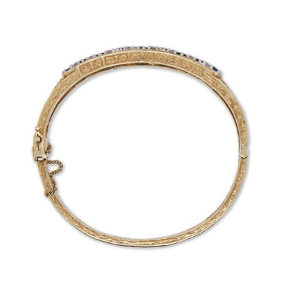 Ornate Vintage Emerald Diamond and Gold Bangle, 9.00 carats