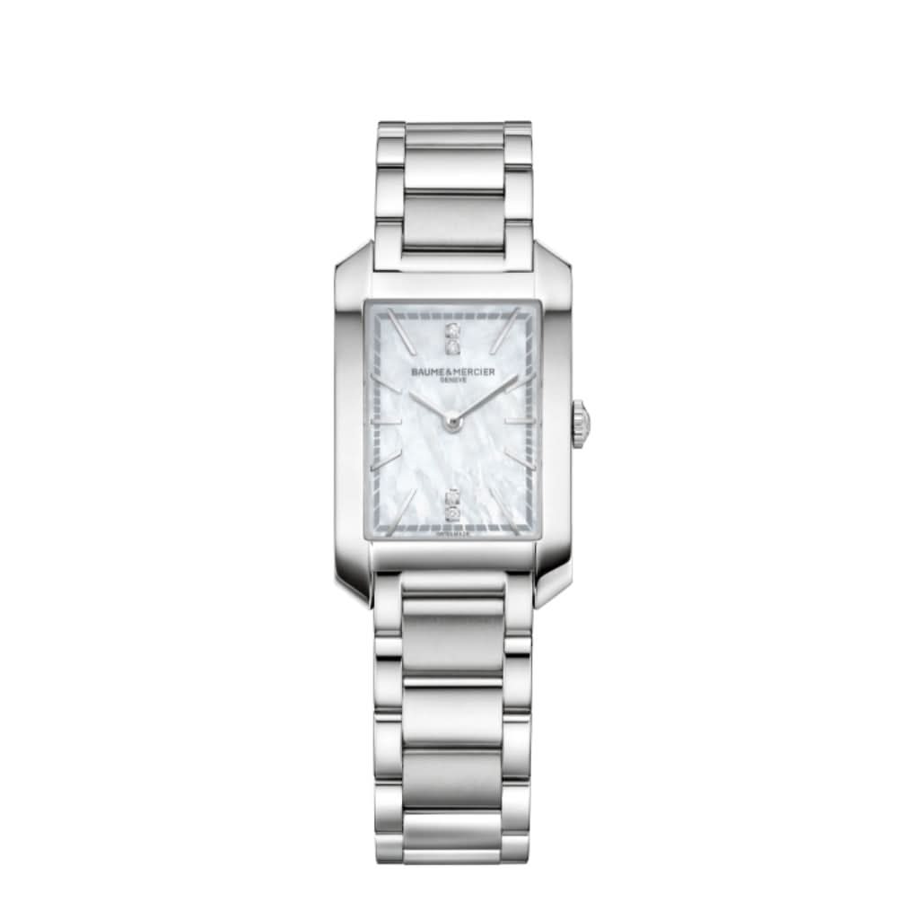 Baume et Mercier Hampton Ladies Watch 10474 in stainless steel with a mother of pearl diamond dot dial