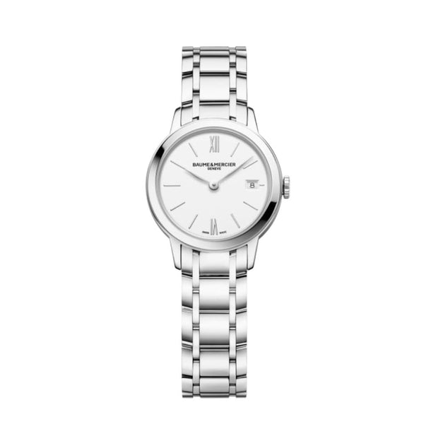 Baume et Mercier Classima Quartz Ladies Watch 10489 in stainess steel with a white dial and date window