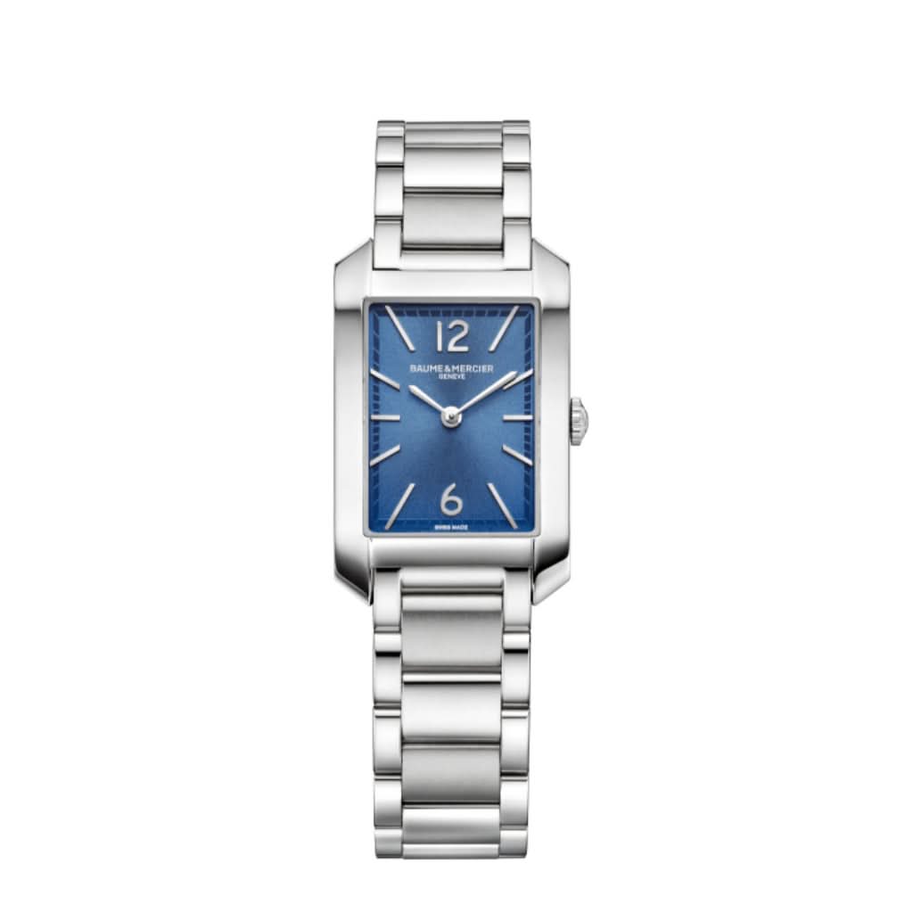 Baume et Mercier Hampton Quartz Ladies Watch 10476 in stainless steel with a blue dial