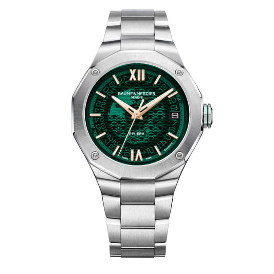 Baume et Mercier Riviera Automatic Date Stainless Steel Watch with green dial 10770